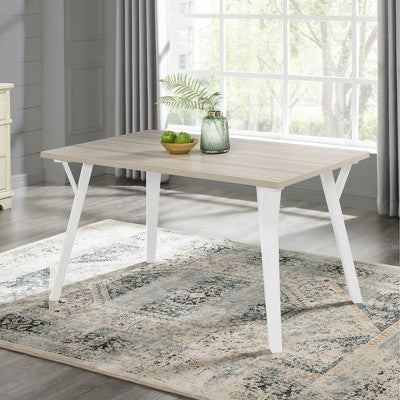 Alwynn White and Natural Wood 5-piece Dining Set, Dining Table with 4 Windsor Chairs