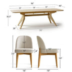 9-Piece Dining Set for 8, Extendable Trestle Base Table with Upholstered Chairs Featuring Solid Wood Legs-Panipeachy