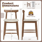 Costway 3 PCS Counter Height Kitchen Table with 2 Bar Stools, Fabric Upholstered Seats