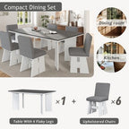 GDFStudio Felton Modern 7 Piece Wood Upholstered Dining Table Set