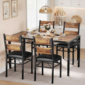 Dining Table Set for 4, Wood Kitchen Table with 4 Upholstered Chairs, Kitchen Table Chairs Set of 4 w/Collision Angle for Small Space, Kitchen Room