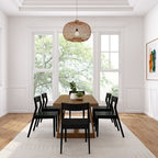 Plank+Beam 72 Classic Solid Wood Dining Table Set, Walnut Wirebrush, + 6 Chairs