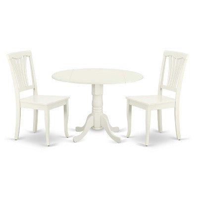 Round Dining Table Set for 4 - 3 Piece Table & Chair Set - 42 Inch Small Space Dining Room Furniture