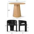 Round Dining Table Set with 2 Chenille Armchairs, Modern Pedestal Table and Upholstered Chairs with Full Back and Arms-Panipeachy