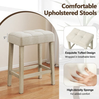 Costway 4PCS Bar Table Set w/Charging Station 3 Padded Stools for Living Room Kitchen