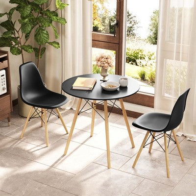 Costway Dining Table Set Modern 5 PCS For 4 Round Dining Room Table Set with Solid Wood Leg Black/Brown/White