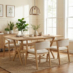 Christopher Knight Home Simon 5 Piece Mid-Century Modern Rubberwood Dining Set with Boucle Upholstered Chairs