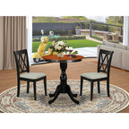 3-Piece Black and Cherry Finish Solid Wood Top - Dining Room Set - Seats 4