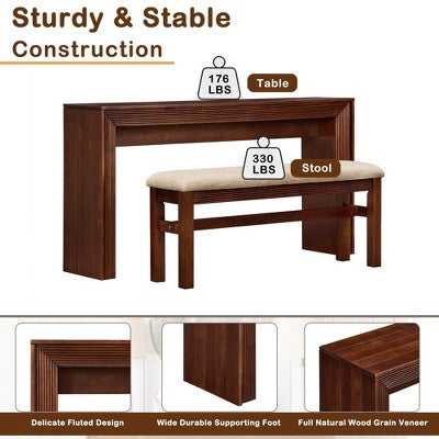 GDFStudio Emily Modern 2 Piece Bar Table Set with Fabric Upholstered Bar Stool