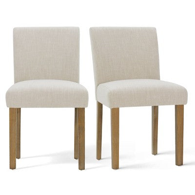 Expandable Dining Table Set for 8, Rectangular Table with Removable Leaves and Armless Linen Chairs, Featuring Solid Wood Legs-Panipeachy