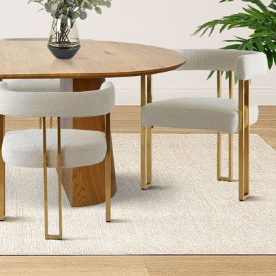 47-83 Extendable Dining Table Set for 6, Natural Wood-Tone Table and 6 Upholstered Chenille Dining Chairs with Metal Legs-Panipeachy