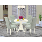 HomeStock 5 Piece Dinette Set Linen White Baby Blue