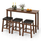 Costway 4-Piece Bar Table Set w/ Power Outlet Counter-Height Table & 3 Bar Stools