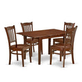 HomeStock 5-Pc Mahogany Finish Solid Wood Top-Rectangular Dining Room Set with Leaf-Seats 4