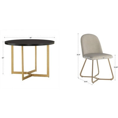Karianne 4-Person Gold Metal Base Dining Set - iNSPIRE Q