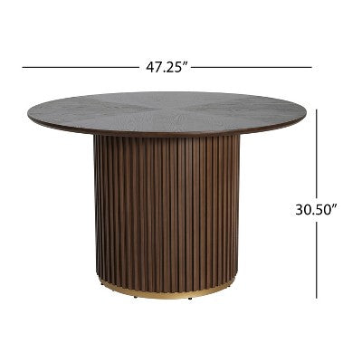 Christopher Knight Home Shankar Modern 5 Piece Round Dining Table Set with Rubberwood Upholstered Chairs