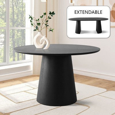 3-in-1 Oval Extendable Dining Table Set with Chenille Upholstered Chairs Featuring Gold Metal Legs, Versatile Dining Furniture-Panipeachy