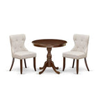 HomeStock Round Dining Table Set Linen Parson Chairs Classic
