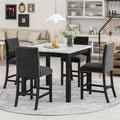 GDFStudio Danielle Modern 5 Piece Rubberwood Counter Height Dining Table Set with Velvet Upholstered Chairs