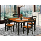 HomeStock 5-Piece Square Black Finish Solid Wood Top Dining table with 4-Chairs