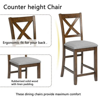 CLIHOME 5 Pieces Dining Table Set, Set for 4 Wooden Kitchen Dining Square Table Set with Square Table and 4 Upholstered Chairs