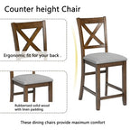 CLIHOME 5 Pieces Dining Table Set, Set for 4 Wooden Kitchen Dining Square Table Set with Square Table and 4 Upholstered Chairs