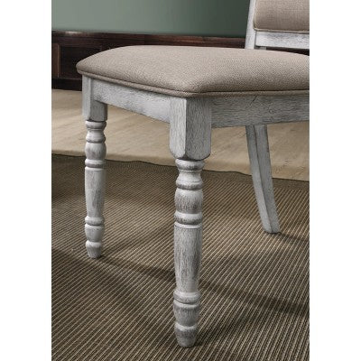 Roundhill Furniture Iris Wood Dining Set, Weathered White, 5-Piece