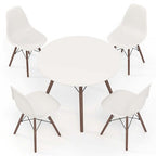 Costway Dining Table Set Modern 5 PCS For 4 Round Dining Room Table Set with Solid Wood Leg Black/Brown/White