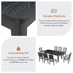 9 Pieces Extendable Dining Table Set for 6, Rectangular Kitchen Dining Table with Removable Leaf and 6 Armless Chairs and 2 Arm Chairs