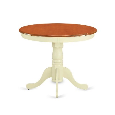 5-Piece Round Buttermilk and Cherry Finish Solid Wood Top Dining table with 4 Chairs with