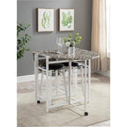 Kings Brand Furniture  Akins 3-Piece Drop-Leaf Dinette Set with Faux Marble Tabletop and Faux Leather Stools