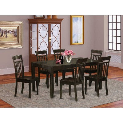 Vintage Dining Set - 7 Piece Table & Chair Set - Rectangle Table with Butterfly Leaf - Cappuccino Finish