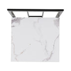 Modern Marble Dining Table Set for 6 with Metal Frame, Rectangular Marble Sticker Table and 6 Chairs for Dining Room Kitchen