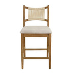 Christopher Knight Home La Modern 5 Piece Rubber Wood Upholstered Counter Set with Square Table and Rope Design