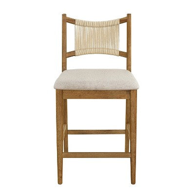 Christopher Knight Home La Modern 5 Piece Rubber Wood Upholstered Counter Set with Square Table and Rope Design