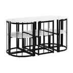 Modern Marble Dining Table Set for 6 with Metal Frame, Rectangular Marble Sticker Table and 6 Chairs for Dining Room Kitchen