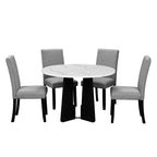 5-piece Round Dining Table Set Dining Set with 4 Upholstered Chairs for Dining Room, Kitchen and Living room, Beige/Black/Gray/White-ModernLuxe