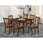 Dinette Set for 4 - Small Kitchen Table with Chairs - Modern Design - Saddle Brown Finish
