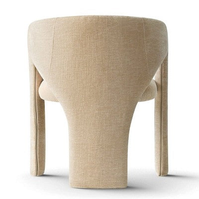 Round Dining Table Set with 2 Chenille Armchairs, Modern Pedestal Table and Upholstered Chairs with Full Back and Arms-Panipeachy