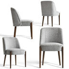 5-Piece Modern Dining Room Set for 4, Charcoal Round Table with 4 Upholstered Dining Chairs with Wood Legs for Dining Room or Farmhouse-Panipeachy