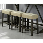 GDFStudio Carter Transitional Wood 3-Piece Counter Height Dining Set with USB Charging Table and Biscuit-Tufted Upholstered Stools