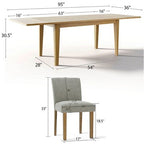 Expandable Dining Table Set for 8, Rectangular Table with Removable Leaves and Armless Linen Chairs, Featuring Solid Wood Legs-Panipeachy