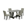 HomeStock 5-Pc Rectangle Natural Oak Finish Solid Wood Top Dining table with 4 Chairs