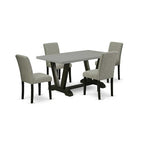 HomeStock 5-Pc Rectangle Natural Oak Finish Solid Wood Top Dining table with 4 Chairs