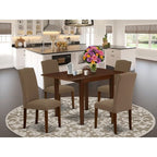 HomeStock 5-Pc Mahogany Finish Solid Wood Top - Dining Room Set - Seats 4