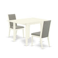 HomeStock 3-Pc Linen White Finish Rectangular Solid Wood Top With Dropleaf Dining Table Set