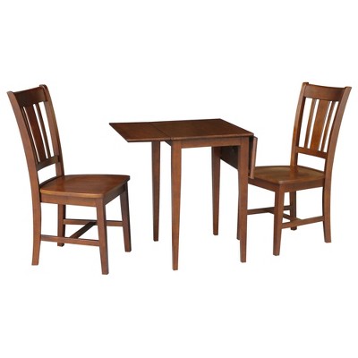 International Concepts Small Dual Drop Leaf Dining Table with 2 San Remo Splat