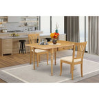 HomeStock 3-Piece Natural Brown Oak Finish Solid Wood Top with Dropleaf Dining Table Set
