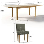 Expandable Dining Table Set for 8, Rectangular Table with Removable Leaves and Armless Linen Chairs, Featuring Solid Wood Legs-Panipeachy