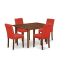 HomeStock 5-Pc Mahogany Finish Solid Wood Top-Rectangular Dining Room Set with Butterfly Leaf-Seats 4